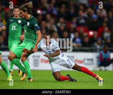 La Sterlina inglese Raheem durante la Coppa del mondo FIFA Qualifiche - Regione europea - incontro di Gruppo F tra Inghilterra e Slovenia allo stadio di Wembley a Londra, Regno Unito, il 5 ottobre 2017. (Foto di Kieran Galvin/NurPhoto) Foto Stock