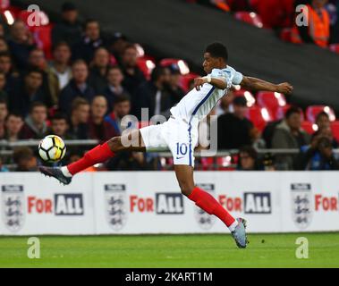 Marcus Rashford in Inghilterra durante la Coppa del mondo FIFA Qualifiche - Regione europea - Gruppo F incontro tra Inghilterra e Slovenia allo stadio di Wembley a Londra, Regno Unito il 5 ottobre 2017. (Foto di Kieran Galvin/NurPhoto) Foto Stock