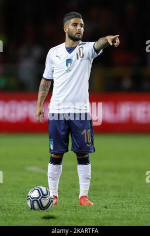 Lorenzo Insigne della nazionale italiana gesta durante la Coppa del mondo FIFA 2018 Russia qualificatore di calcio di Gruppo G tra Italia e FYR Macedonia allo Stadio Olimpico il 6 ottobre 2017 a Torino. (Foto di Mike Kireev/NurPhoto) Foto Stock