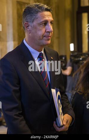 Xavier Garcia Albiol di Partido Popular de Catalunya durante il discorso al parlamento dove potrebbe dichiarare l'indipendenza della Catalogna. A Barcellona il 10 ottobre 2017. (Foto di Xavier Bonilla/NurPhoto) Foto Stock