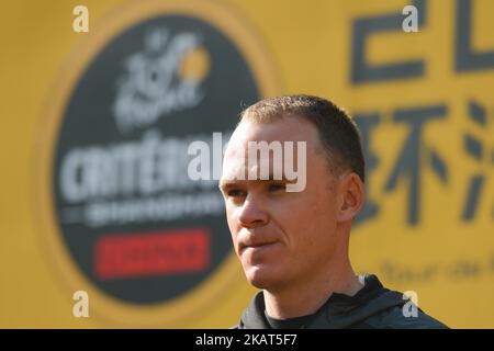 Christopher FROOME (GBR) del Team SKY durante il 1° TDF Shanghai Criterium 2017 - Media Day. Sabato 28 ottobre 2017, a Shanghai, Cina. Foto di Artur Widak Foto Stock