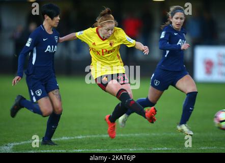 Merrick Will of Watford Ladies durante il Women's Super League 2 match tra Watford Ladies e Tottenham Hotspur Ladies, al Kings Langley FC di Hertfordshire, Regno Unito, il 29 ottobre 2017. (Foto di Kieran Galvin/NurPhoto) Foto Stock