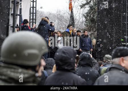 Mikhail Saakashvili vicino al Parlamento dell'Ucraina. Kiev, Ucraina 05-12-2017 (Foto di Maxym Marusenko/NurPhoto) Foto Stock