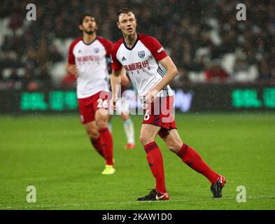 West Bromwich Albion's Jonny Evans durante la partita della Premier League tra West Ham United contro West Bromwich Albion (WBA) allo stadio di Londra, Queen Elizabeth II Olympic Park, Londra, Gran Bretagna - 02 Gen 2018 (Photo by Kieran Galvin/NurPhoto) Foto Stock