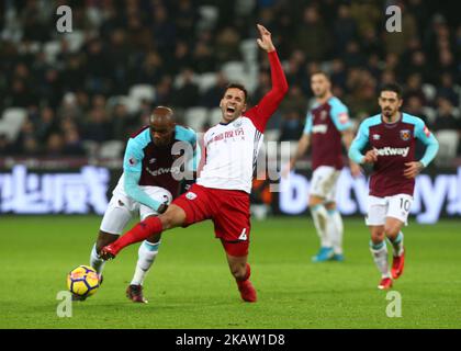 Hal Robson-Kanu di West Bromwich Albion durante la partita della Premier League tra West Ham United e West Bromwich Albion (WBA) allo stadio di Londra, Queen Elizabeth II Olympic Park, Londra, Gran Bretagna - 02 Gen 2018 (Foto di Kieran Galvin/NurPhoto) Foto Stock