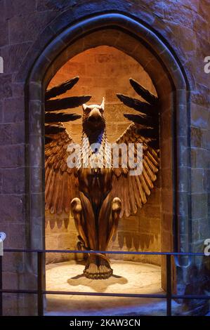 Decorazioni e oggetti di Harry Potter presso lo studio Harry Potter di Warner Bros a Watford, Londra, Regno Unito, il 9 gennaio 2018. (Foto di Julien Mattia/NurPhoto) Foto Stock