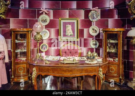 Decorazioni e oggetti di Harry Potter presso lo studio Harry Potter di Warner Bros a Watford, Londra, Regno Unito, il 9 gennaio 2018. (Foto di Julien Mattia/NurPhoto) Foto Stock