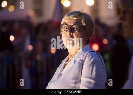 Malgorzata Gersdorf (primo presidente della Corte Suprema di Polonia) a Varsavia, Polonia, il 24 luglio 2017. Malgorzata Gersdorf è stato eletto nuovo Presidente del Consiglio Nazionale Polacco del Giudice il 23 gennaio 2018, in sostituzione di Dariusz Zawistowski, che ha rassegnato le dimissioni una settimana prima. (Foto di Mateusz Wlodarczyk/NurPhoto) Foto Stock