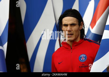 Edinson Cavani dell'uruguayano di Parigi Saint-Germain durante la partita Ligue 1 tra Paris Saint Germain e Montpellier Herault SC al Parc des Princes il 27 gennaio 2018 a Parigi. (Foto di Mehdi Taamallah/NurPhoto) Foto Stock