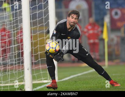 Alisson Becker durante la Serie Italiana Una partita di calcio tra A.S. Roma e Sampdoria allo Stadio Olimpico di Roma il 28 gennaio 2018. (Foto di Silvia Lore/NurPhoto) Foto Stock