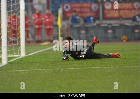 Alisson Becker durante la Serie Italiana Una partita di calcio tra A.S. Roma e Sampdoria allo Stadio Olimpico di Roma il 28 gennaio 2018. (Foto di Silvia Lore/NurPhoto) Foto Stock