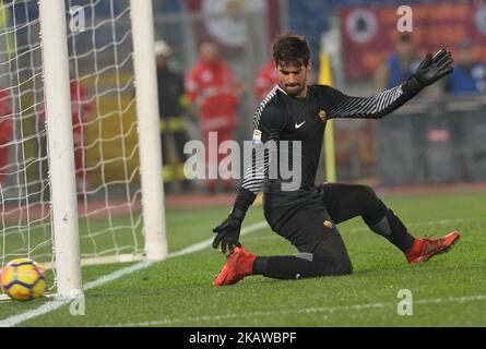 Alisson Becker durante la Serie Italiana Una partita di calcio tra A.S. Roma e Sampdoria allo Stadio Olimpico di Roma il 28 gennaio 2018. (Foto di Silvia Lore/NurPhoto) Foto Stock