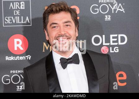 Javier Bardem partecipa ai premi Goya 32 all'Auditorium Marriott di Madrid il 3 febbraio 2018 a Madrid, Spagna. (Foto di Gabriel Maseda/NurPhoto) Foto Stock