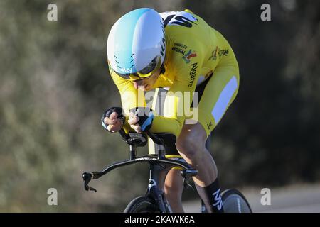 Geraint Thomas del Team Sky durante la 3rd tappa del Tour ciclistico di Algarve tra Lagoa e Lagoa, il 16 febbraio 2018. (Stampa LM/NurPhoto) Foto Stock