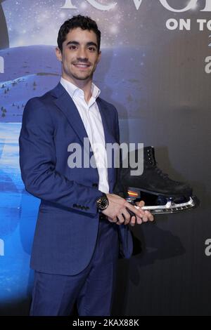 Lo skater spagnolo Javier Fernandez posa durante la presentazione dello spettacolo 'Revolution on Ice on Tour 2018' alla Correos Royal House di Madrid, Spagna, il 19 marzo 2018. Lo spettacolo offre pattinaggio a forma di figura e musica dal vivo e tour in diverse città spagnole (Foto di Oscar Gonzalez/NurPhoto) Foto Stock