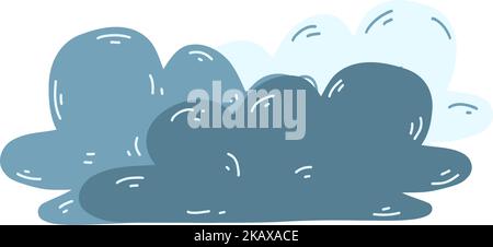 Fumetto mano disegnata nuvole icona. Illustrazione vettoriale delle previsioni meteorologiche, fenomeni naturali in stile infantile. Illustrazione Vettoriale