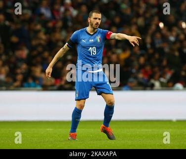Leonardo Bonucci durante la partita internazionale amichevole tra Inghilterra e Italia allo stadio di Wembley a Londra, Inghilterra, il 27 marzo 2018. (Foto di Kieran Galvin/NurPhoto) Foto Stock