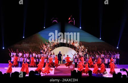 Un artista indiano si esibiscono sul palco durante la celebrazione della cerimonia di chiusura del giorno del Rajasthan all'Assemblea del Rajasthan, Janpath a Jaipur, Rajasthan, India il 30 marzo, 2018.(Photo by Vishal Bhatnagar/NurPhoto) Foto Stock