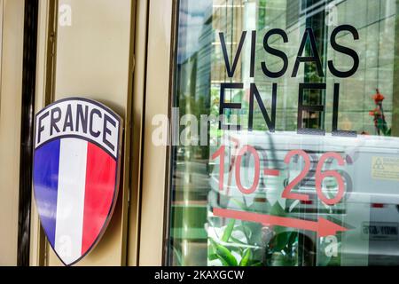 Bogota Colombia, El Chico Calle 93, Francia francese Embassy Visa richiesta visto fuori ingresso anteriore, colombiani Hispanic HISP Foto Stock