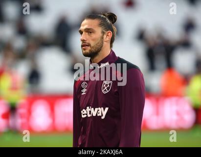 Andy Carroll di West Ham United durante la partita della Premier League inglese tra West Ham United e Stoke City allo stadio di Londra, Londra, Inghilterra, il 16 aprile 2018. (Foto di Kieran Galvin/NurPhoto) Foto Stock