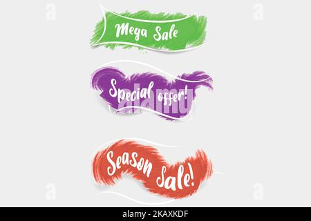 Banner vettoriali astratti in forma libera moderna. Design piatto di diversi colori con spazio di testo. Illustrazione Vettoriale