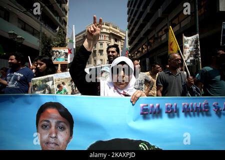 Manifestazione che segna la Giornata di maggio ad Atene (Grecia) il 1 maggio 2018. I sindacati hanno segnato il giorno di maggio con uno sciopero nazionale di 24 ore. (Foto di Giorgos Georgiou/NurPhoto) Foto Stock