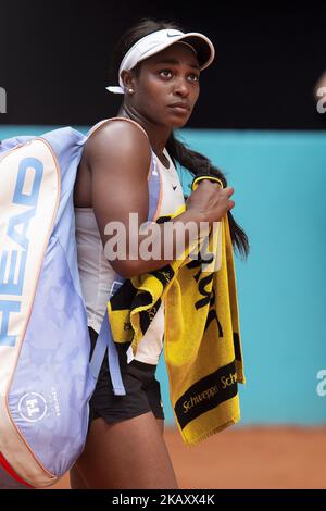 American Sloane Stephens durante Mutua Madrid Open 2018 al Caja Magica di Madrid, Spagna. 09 maggio 2018. (Foto di COOLMedia/NurPhoto) Foto Stock