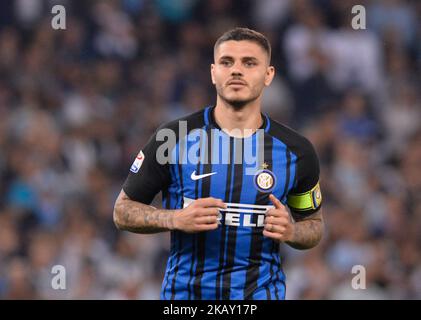 Mauro Icardi durante la Serie Italiana Una partita di calcio tra S.S. Lazio e F.C. Inter allo Stadio Olimpico di Roma, il 20 maggio 2018. (Foto di Silvia Lore/NurPhoto) Foto Stock