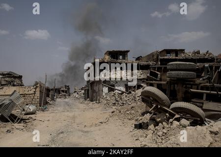 (7/3/2017) la scena della strada nel centro storico di West Mosul (Foto di Sebastian Backhaus/NurPhoto) Foto Stock