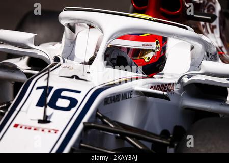 16 Carlo Leclerc da Monaco con Alfa Romeo Sauber F1 Team C37 durante il Gran Premio di Formula uno di Monaco il 25 maggio 2018 a Montecarlo, Monaco. (Foto di Xavier Bonilla/NurPhoto) Foto Stock