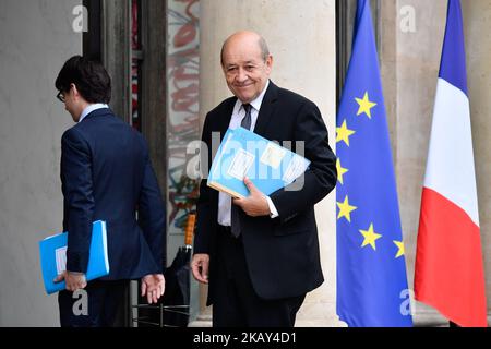 Il ministro degli Esteri francese Jean-Yves le Drian arriva a una conferenza internazionale sulla Libia al Palazzo Elysee il 29 maggio 2018 a Parigi, in Francia. La conferenza internazionale sulla Libia, ospitata dal Presidente della Repubblica francese, Emmanuel Macron al Palazzo dell'Eliseo, si è riunita martedì 29 maggio 2018 attorno a leader libici, oltre 20 paesi e 4 organizzazioni internazionali per stabilire una tabella di marcia comune (Foto di Julien Mattia/NurPhoto). Foto Stock