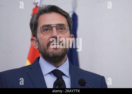 Nuovo Ministro spagnolo della Cultura e dello Sport, Maxim Huerta durante la tradizionale cerimonia di trasferimento di poteri al Ministero della Cultura, a Madrid (Spagna), 07 giugno 2018. (Foto di Oscar Gonzalez/NurPhoto) Foto Stock