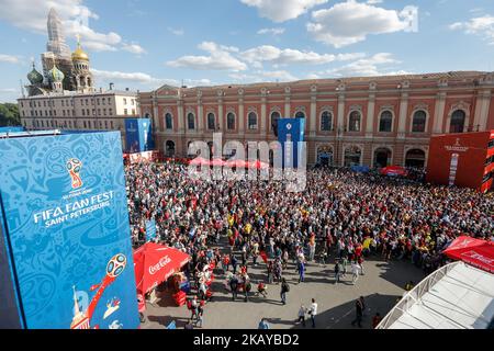 Vista generale della zona Fan Fest durante la partita della Coppa del mondo FIFA 2018 tra Russia e Arabia Saudita il 14 giugno 2018 a San Pietroburgo, Russia. (Foto di Mike Kireev/NurPhoto) Foto Stock