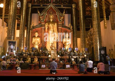 Una vista interna del tempio Wat Phan Tao a Chiang mai. Mercoledì 13 giugno 2018, a Chiang mai, Thailandia. (Foto di Artur Widak/NurPhoto) Foto Stock