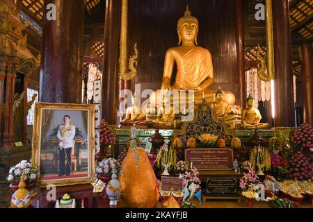 Una vista interna del tempio Wat Phan Tao a Chiang mai. Mercoledì 13 giugno 2018, a Chiang mai, Thailandia. (Foto di Artur Widak/NurPhoto) Foto Stock