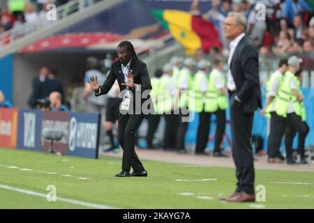 Allenatore capo Aliou Cisse della Nazionale Senegalese durante la partita di gruppo H tra Polonia e Senegal alla Coppa del mondo FIFA 2018 allo stadio Spartak a Mosca, Russia, martedì 19 giugno 2018. (Foto di Anatolij Medved/NurPhoto) Foto Stock