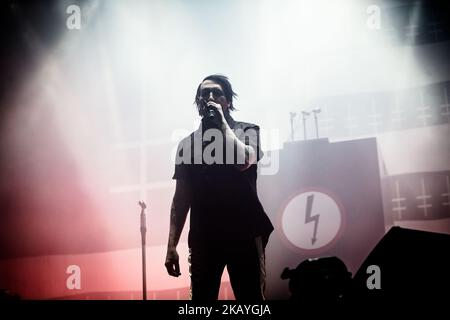 La cantante e cantautrice americana Marilyn Manson suona dal vivo a Milano il 19 giugno 2018. (Foto di Roberto Finizio/NurPhoto) Foto Stock