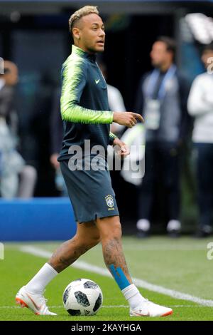 Neymar durante una sessione di allenamento della nazionale brasiliana durante la Coppa del mondo FIFA 2018 del 21 giugno 2018 allo stadio di San Pietroburgo a San Pietroburgo, Russia. (Foto di Mike Kireev/NurPhoto) Foto Stock