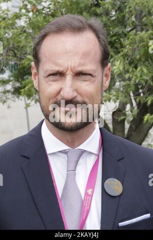 Haakon, principe ereditario di Norvegia durante il lancio della campagna Norways per un seggio eletto nel Consiglio di sicurezza, termine 2021-2022 oggi presso il quartier generale delle Nazioni Unite Rose Garden a New York, NY il 22 giugno 2018. (Foto di Luiz Rampelotto/NurPhoto) Foto Stock