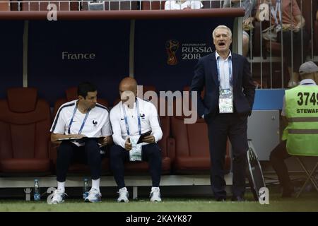 Didier Deschamps durante la Coppa del mondo FIFA Russia 2018, partita di gruppo C tra Danimarca e Francia allo Stadio Luzhniki il 26 giugno 2018 a Mosca, Russia. (Foto di Mehdi Taamallah/NurPhoto) Foto Stock