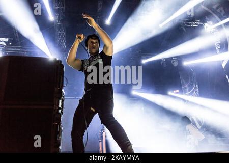 Alec Empire durante il concerto di Atari Teenage Riot al festival dei suoni diversi di Lublino, Polonia, il 30 giugno 2018. (Foto di Dominika Zarzycka/NurPhoto) Foto Stock