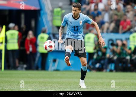 Matias Vecino della nazionale dell'Uruguay durante la Coppa del mondo FIFA 2018 Russia Quarter Final Match tra Uruguay e Francia il 6 luglio 2018 allo stadio Nizhny Novgorod di Nizhny Novgorod, Russia. (Foto di Mike Kireev/NurPhoto) Foto Stock