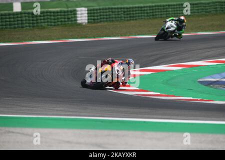 45 Jake Gagne (3) USA Honda CBR1000RR Red Bull Honda World Superbike Team durante il Motul FIM Superbike Championship - Italian Round gara domenicale durante il Mondiale Superbike - circuito PIRELLI Riviera di Rimini Round, 6 - 8 luglio 2018 su Misano, Italia. (Foto di Fabio Averna/NurPhoto) Foto Stock