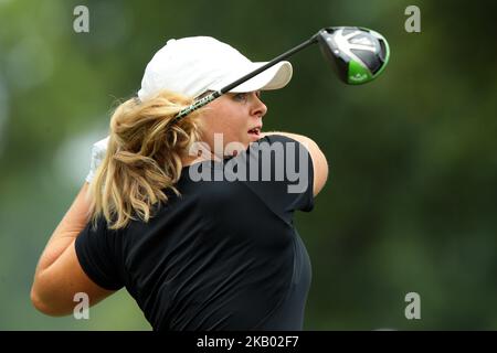 Caroline Hedwall of Sweden si allinea al terzo tee durante il terzo round del torneo di golf Marathon LPGA Classic presso l'Highland Meadows Golf Club di Sylvania, Ohio USA, sabato 14 luglio 2018. (Foto di Jorge Lemus/NurPhoto) Foto Stock