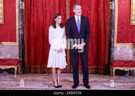 Madrid, Spagna. 02nd Set, 2022. Re Felipe VI di Spagna e la regina Letizia di Spagna organizzano un pranzo ufficiale per il presidente del Paraguay Mario Abdo Benitez e la moglie Silvana Lopez Moreira al Palazzo reale di Madrid. (Foto di Atilano Garcia/SOPA Images/Sipa USA) Credit: Sipa USA/Alamy Live News Foto Stock