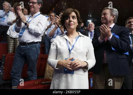 Soraya Saenz de Santamaria partecipa al congresso nazionale Partido Popular (PP) tenutosi a Madrid, Spagna, 20 luglio 2018 (Foto di Oscar Gonzalez/NurPhoto) Foto Stock