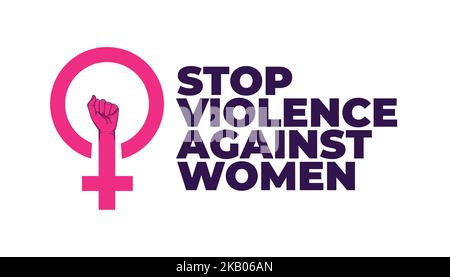 Fermare la violenza contro le donne nella Giornata internazionale per l'eliminazione della violenza contro le donne Vector Illustration logo design Illustrazione Vettoriale