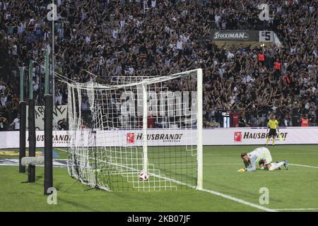Jonas Omlin, portiere di Basilea, durante il secondo turno di qualificazione della Champions League, partita di calcio di prima tappa tra il PAOK FC e il FC Basel, presso lo stadio Toumba di Salonicco, in Grecia, il 24 luglio 2018. PAOK ha vinto 2-1. PAOK Salonicco Scorers: José Cañas (32'), Aleksandar Prijovic (80'). FC Basel Scorers: Albian Ajeti (82') Foto Stock