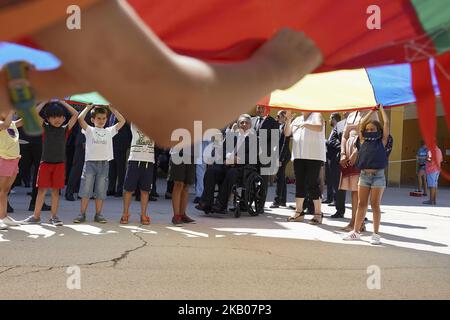 Il Presidente della Repubblica dell'Ecuador Lenin Moreno visita la scuola della Repubblica del Venezuela a Madrid. Spagna. 27 luglio 2017 (Foto di Oscar Gonzalez/NurPhoto) Foto Stock