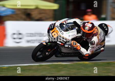 16 pilota italiano Andrea Migno del Team Angel Nieto nelle prove libere per il Gran Premio della Repubblica Ceca sul circuito di Brno il 4 agosto 2018 a Brno, Repubblica Ceca.(Foto di Andrea Diodato/NurPhoto) Foto Stock